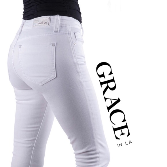 Grace in LA Denim - GRACE IN LA White Easy Fit Skinny Jeans